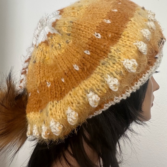 Hand Knits 2 Love Slouch Beanie Hat Faux Fur Pom Pom Designer Ombré Chic Soft main image 8